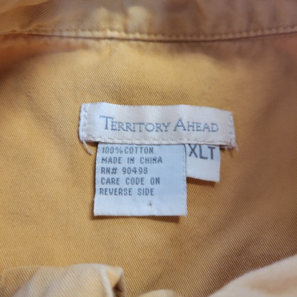 Territory Ahead Mens XLT Mustard Yellow Cotton Short Sleeve Button Up Shirt - Picture 4 of 7